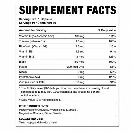LOVOVEY Zink Plus | Zinc, B-Complex & Vitamin C | Immune Support | 60 Tablets
