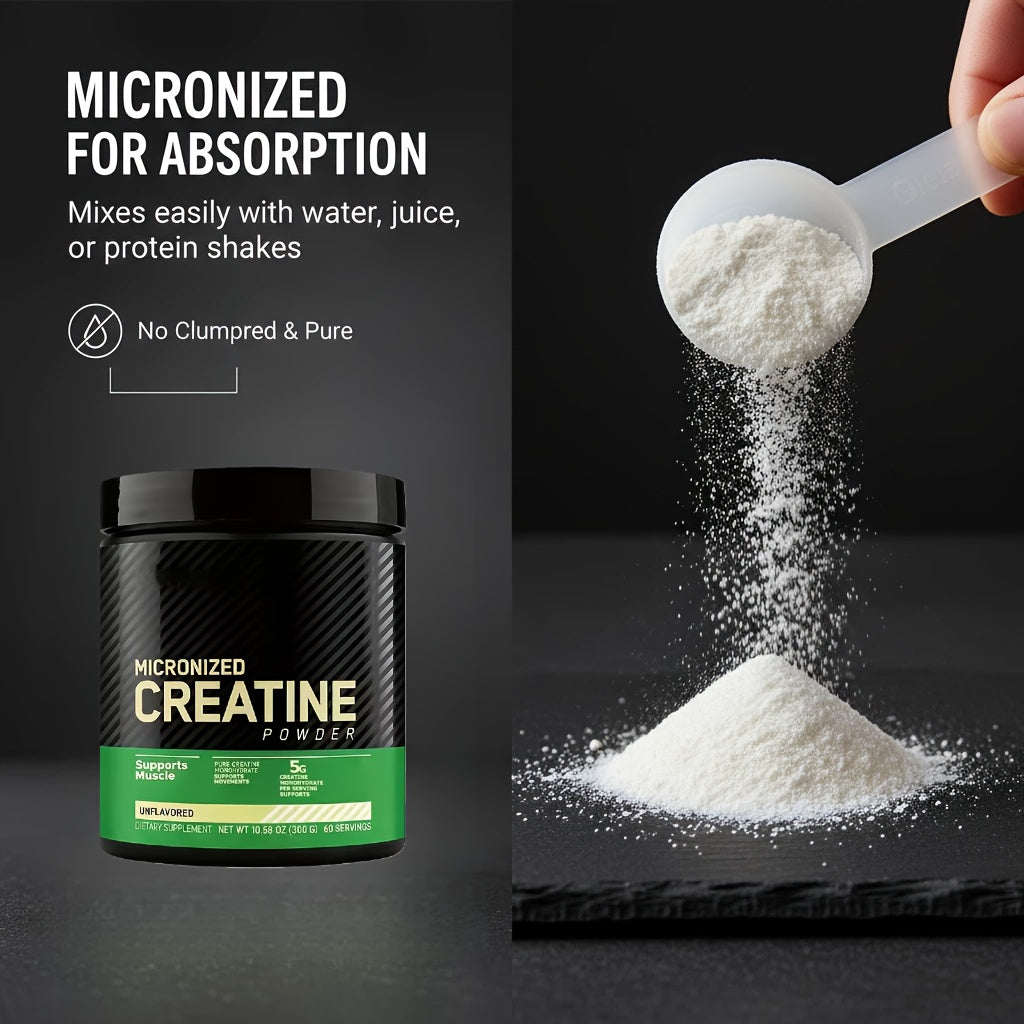 LOVOVEY Micronized Creatine Monohydrate Powder | 5g Per Serving, 300g, 60 Servings, Muscle Strength & Performance Support