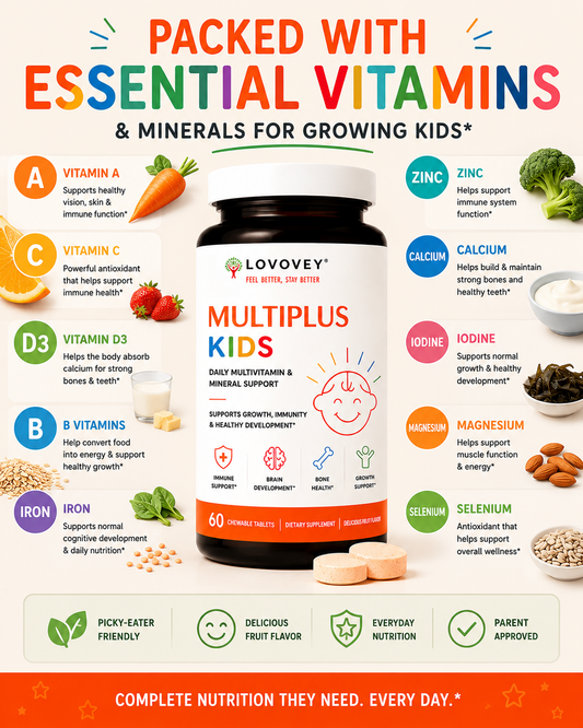 LOVOVEY Kids Daily Multivitamin & Mineral Support | 60 Tablets