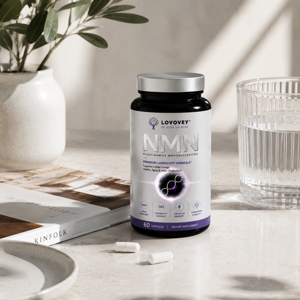 LOVOVEY NMN Supplement | Cellular Energy & Healthy Aging Support | 60 Capsules