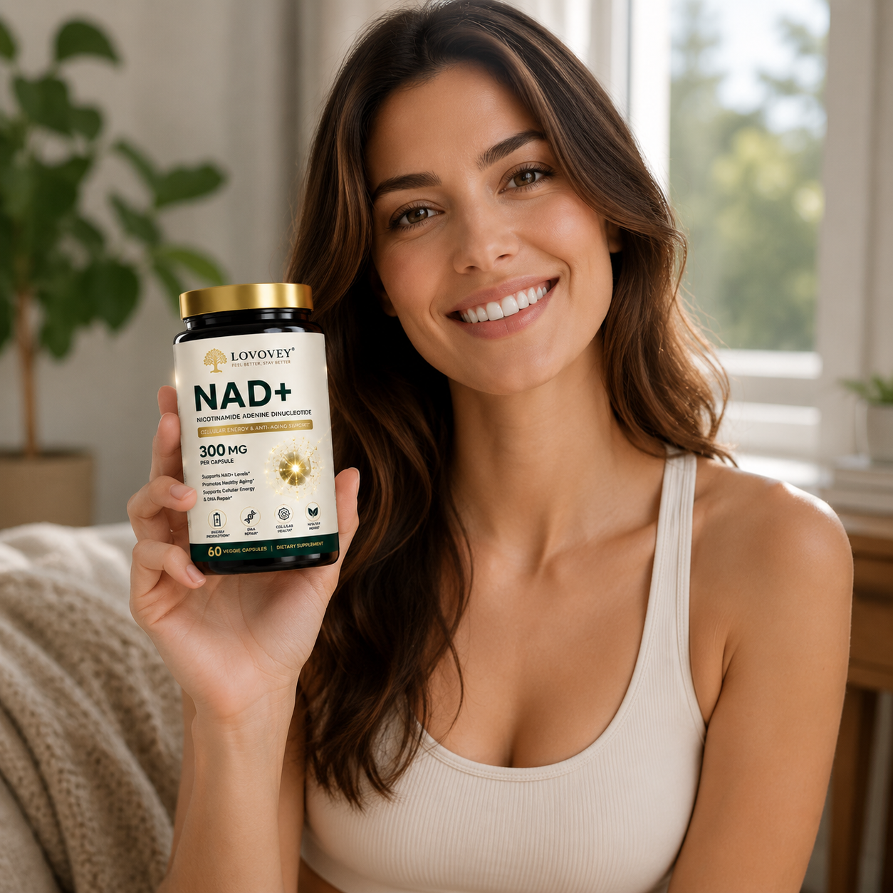 LOVOVEY NAD+ Supplement 300mg | Cellular Energy & Healthy Aging Support | 60 Capsules