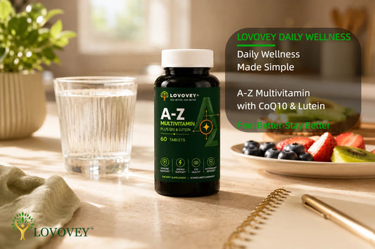 LOVOVEY A-Z Multivitamin with CoQ10 and Lutein for daily wellness support