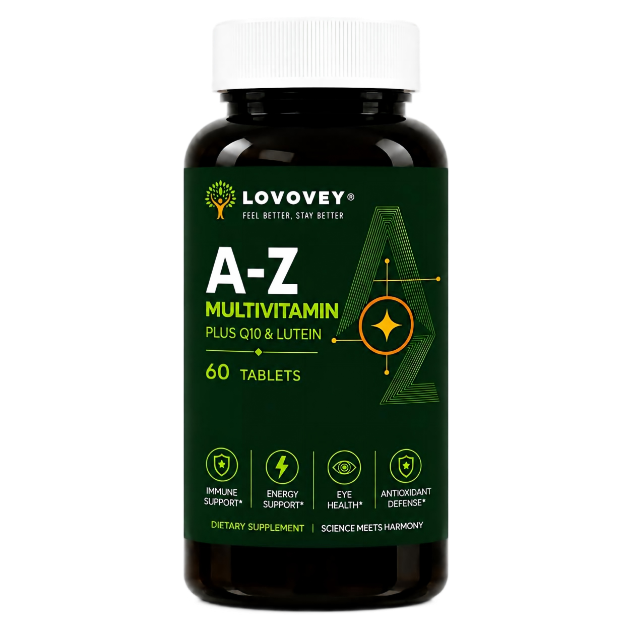 A-Z Multivitamin with CoQ10 & Lutein - LOVOVEY 60 Tablets