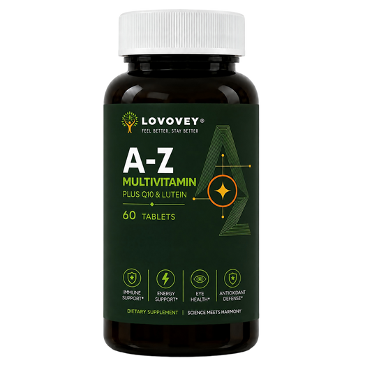 LOVOVEY A-Z Multivitamin CoQ10 & Lutein | Complete Daily Wellness | 60 Tablets