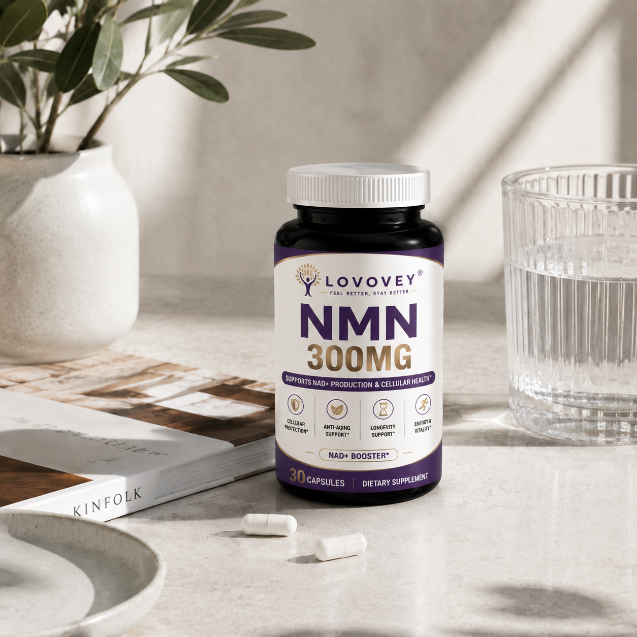 NMN Supplement - Cellular Energy & Healthy Aging Support - LOVOVEY 30 Capsules