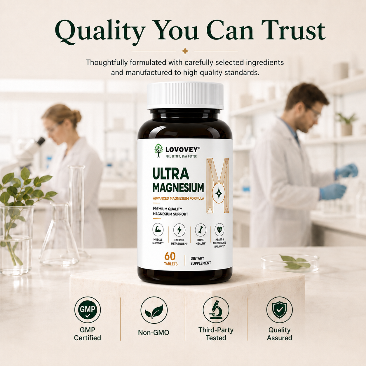 LOVOVEY Ultra Magnesium | Relaxation Sleep & Daily Wellness | 60 Tablets