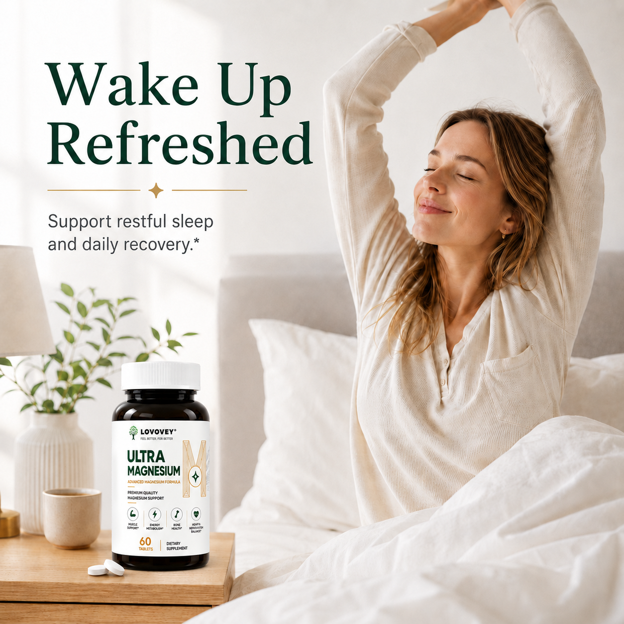 LOVOVEY Ultra Magnesium | Relaxation Sleep & Daily Wellness | 60 Tablets