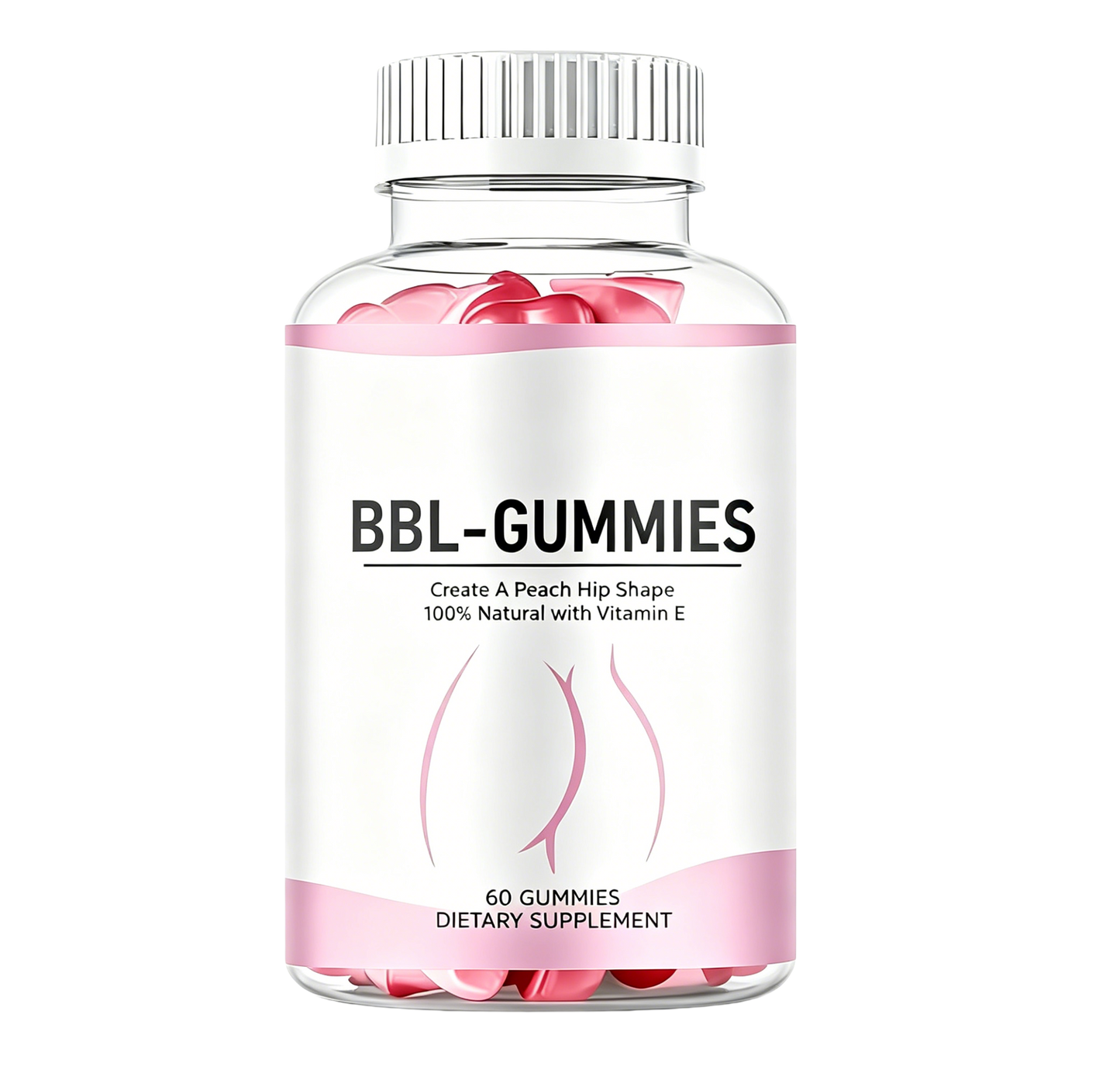 LOVOVEY BBL Gummies | 60 Count, Women’s Body Support Supplement with Vitamin E, Peach Flavor