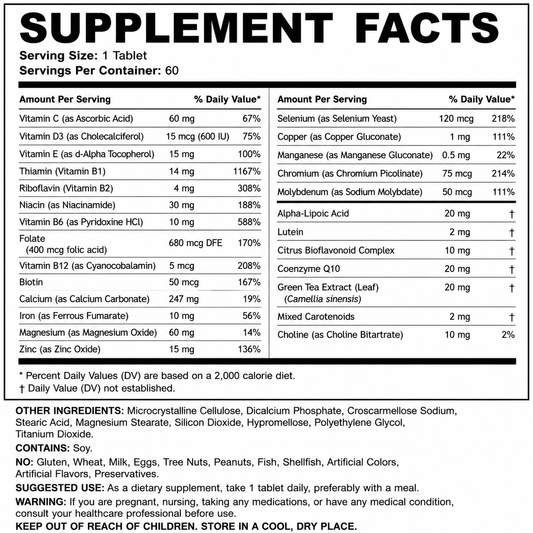 LOVOVEY A-Z Multivitamin with CoQ10 & Lutein | 60 Tablets