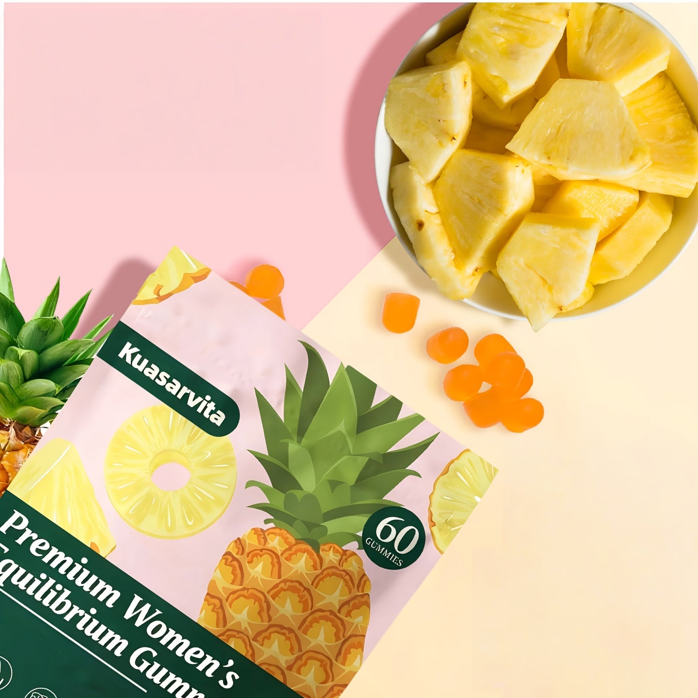 LOVOVEY Feminine Balance Gummies | 60 Count, Vaginal Wellness & pH Support, Pineapple Flavor