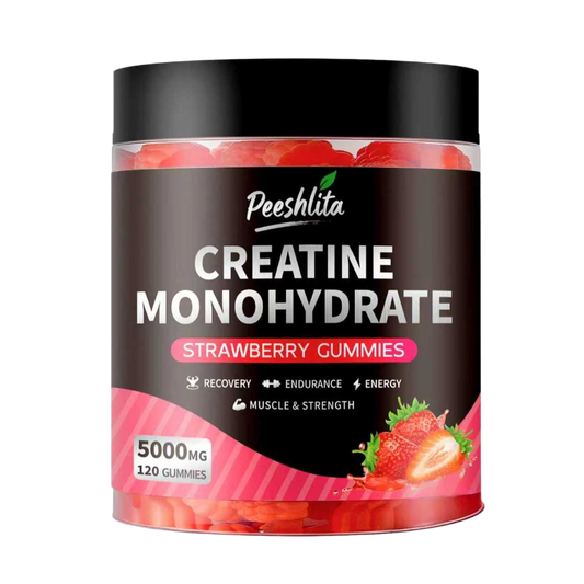LOVOVEY Creatine Monohydrate Gummies | 5000mg, 120 Count, Muscle Strength, Energy & Recovery Support, Strawberry Flavor