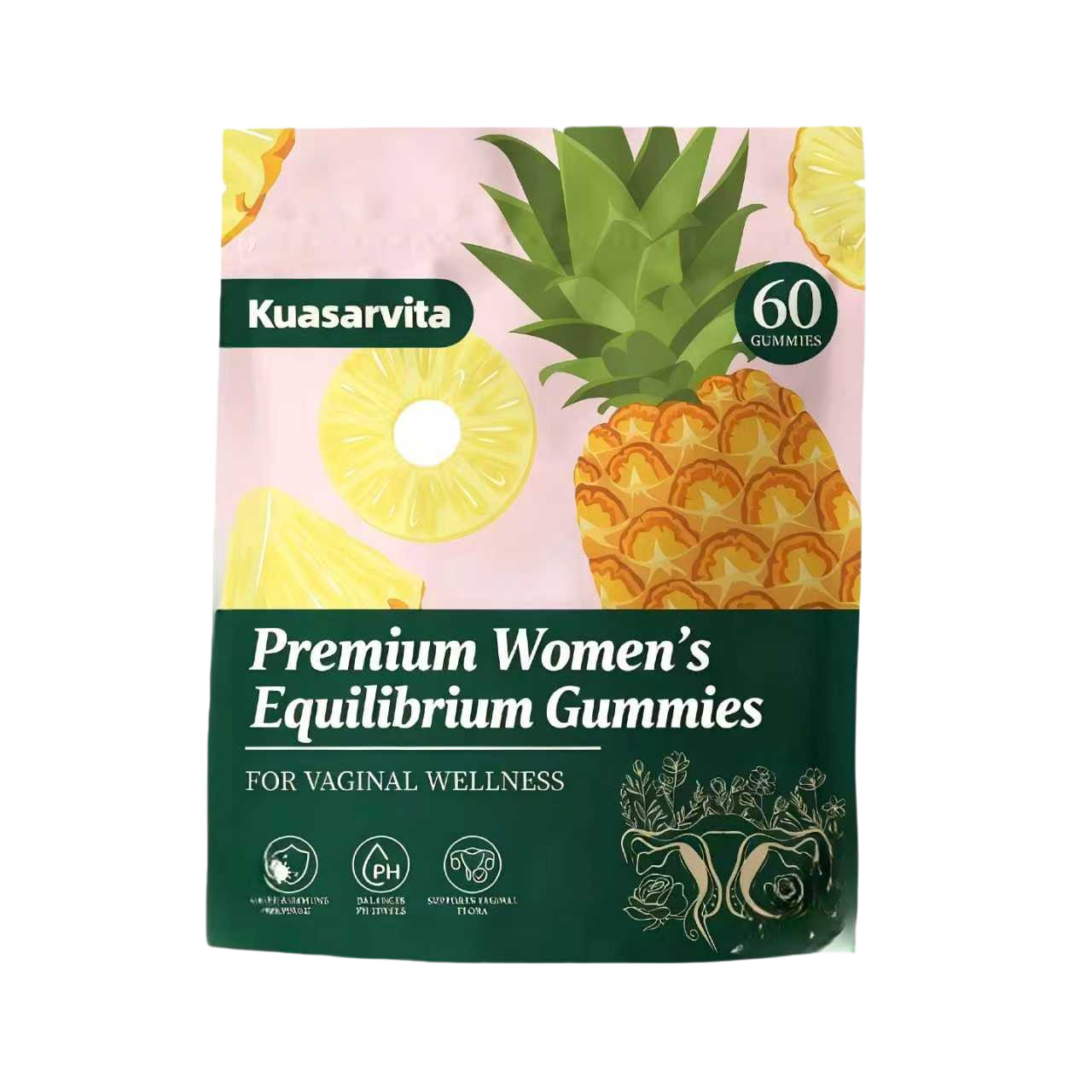 LOVOVEY Feminine Balance Gummies | 60 Count, Vaginal Wellness & pH Support, Pineapple Flavor