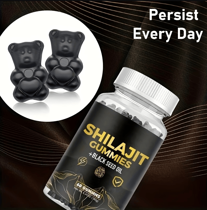 LOVOVEY Shilajit Gummies with Black Seed Oil | 60 Count, Energy, Focus & Daily Wellness Support