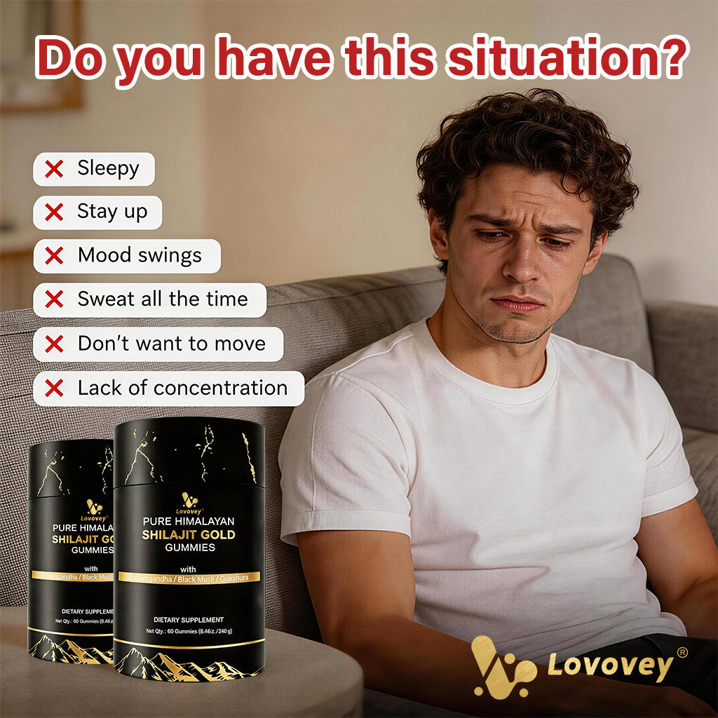 LOVOVEY Pure Himalayan Shilajit Gold Gummies | 60 Count, Premium Herbal Blend with Ashwagandha, Black Musli & Gokshura, Supports Energy, Vitality & Daily Wellness