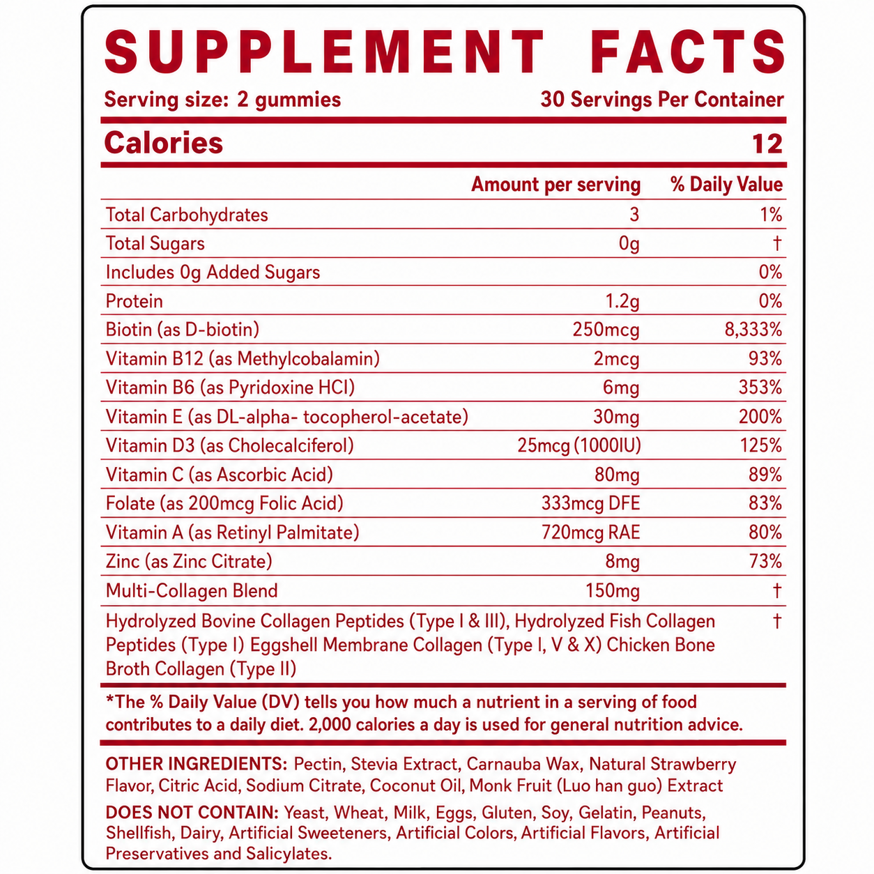 LOVOVEY Multi Collagen Gummies for Women | Hair Skin & Nails Support | 60 Gummies