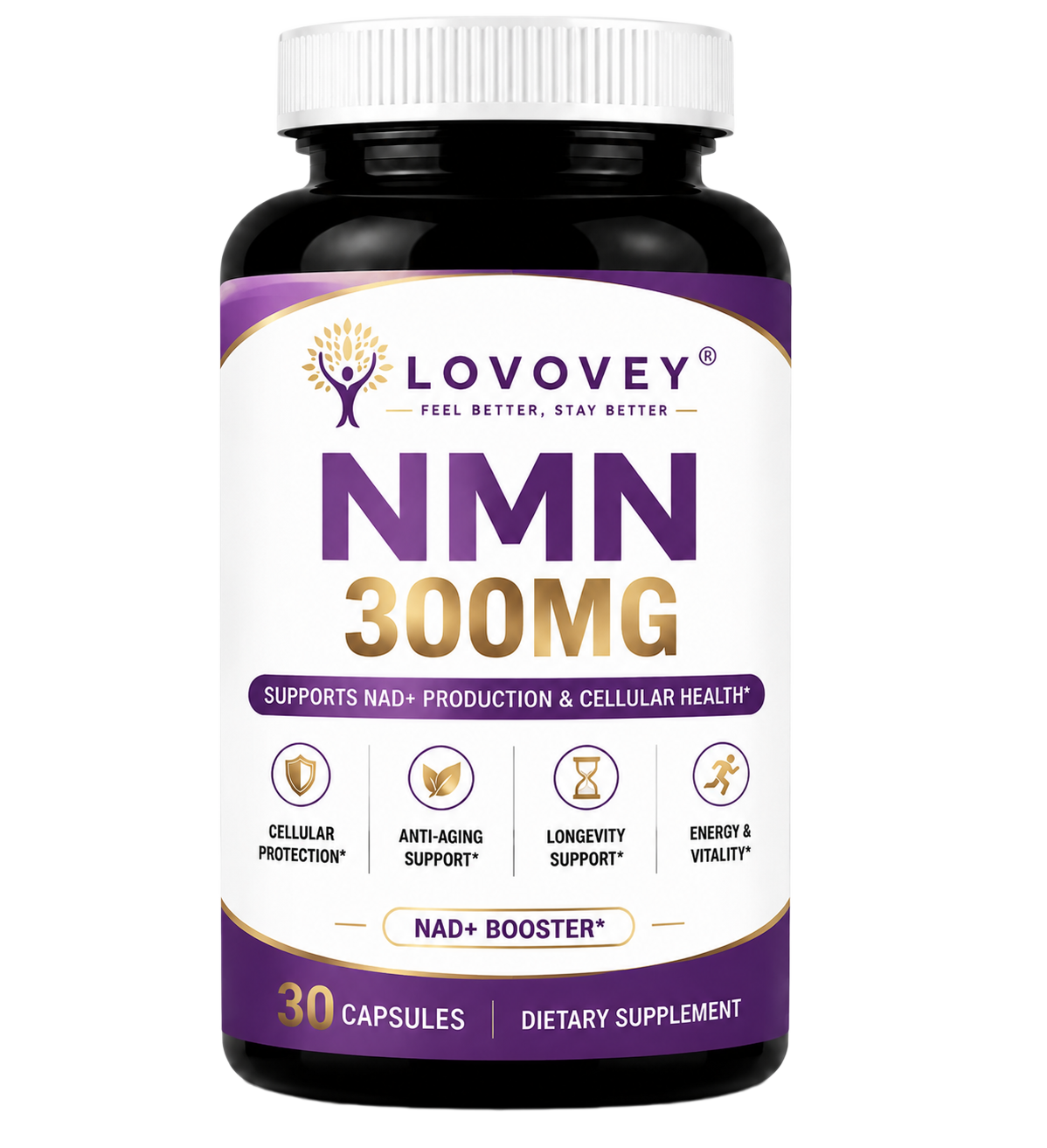 NMN Supplement - Cellular Energy & Healthy Aging Support - LOVOVEY 30 Capsules