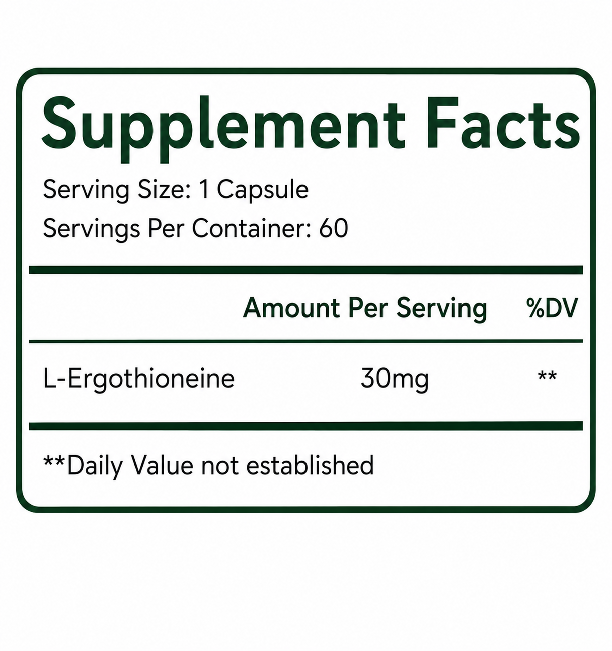 LOVOVEY Ergothioneine 5mg Mushroom Antioxidant Supplement | Cellular Protection & Healthy Aging | 60 Capsules