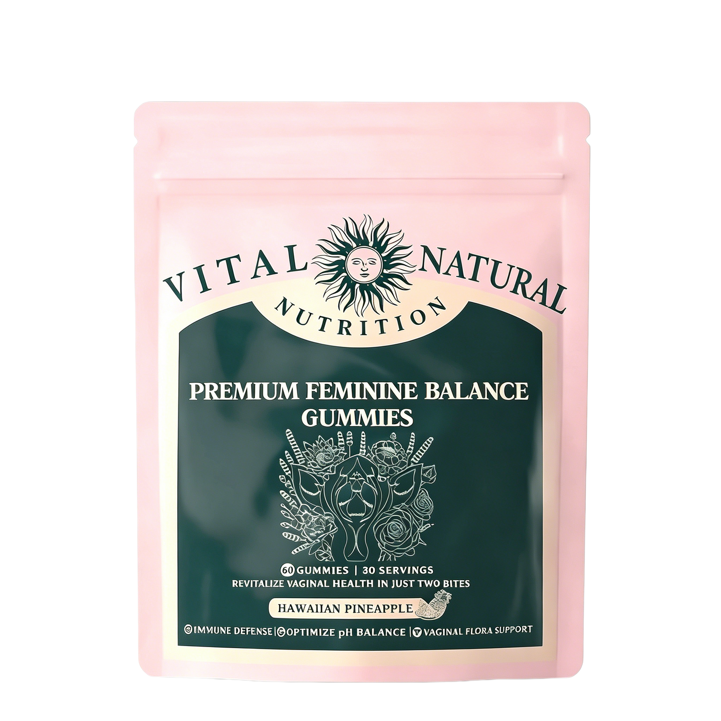 Premium Feminine Balance Gummies – Hawaiian Pineapple, 60 Gummies, pH Balance & Vaginal Health Support