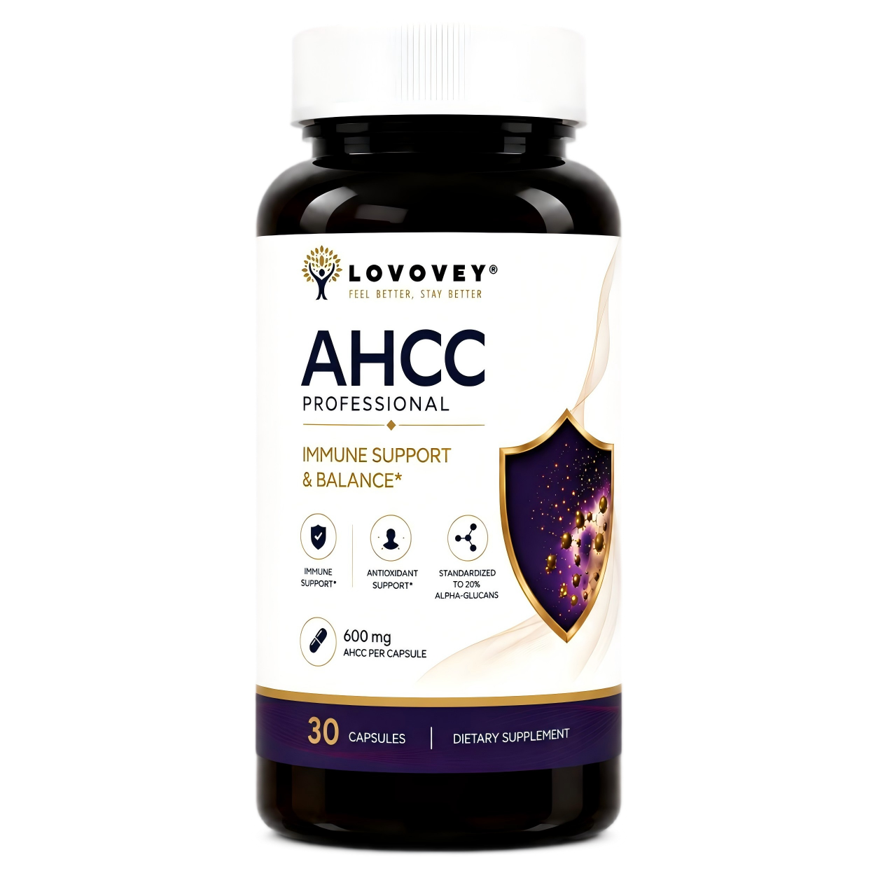 AHCC Supplement - Immune Defense & Cellular Wellness - LOVOVEY 30 Capsules