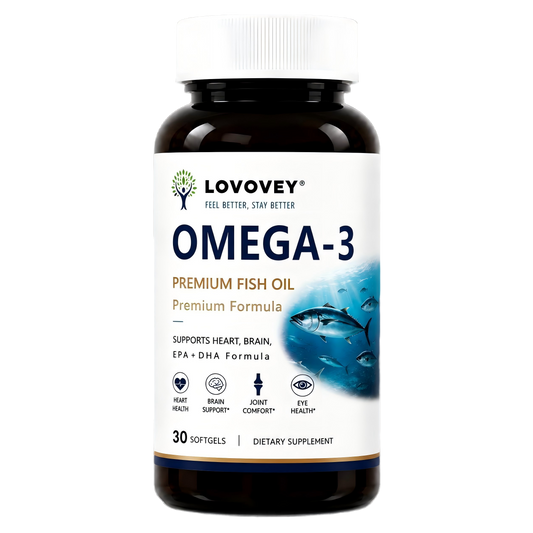 LOVOVEY Omega-3 Fish Oil EPA & DHA | Heart & Brain Support | 30 Softgels