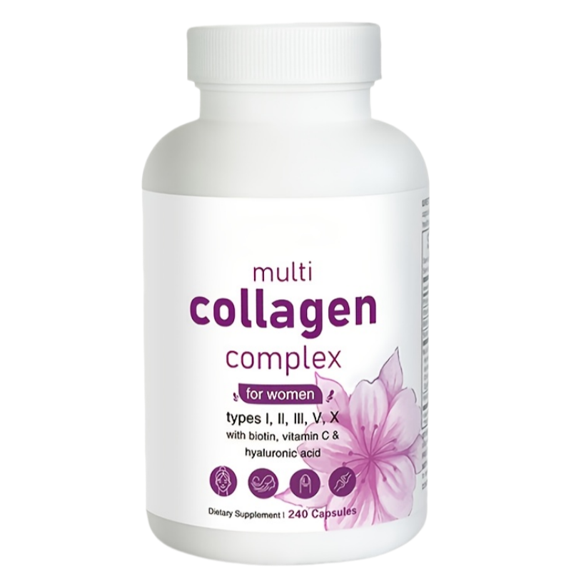 Multi Collagen Complex for Women – Types I, II, III, V, X with Biotin, Vitamin C & Hyaluronic Acid – 240 Capsules