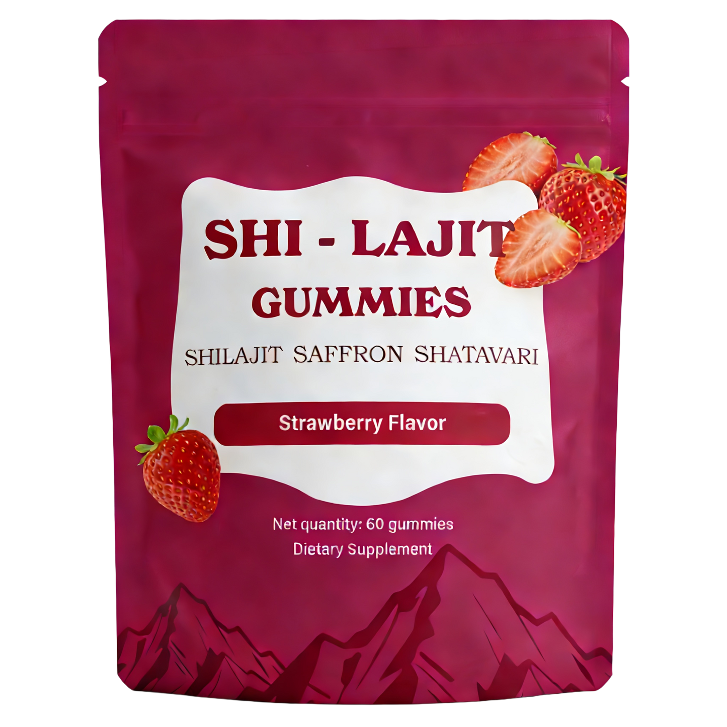 LOVOVEY Shilajit Gummies | 60 Count, with Saffron & Shatavari, Energy & Vitality Support, Strawberry Flavor