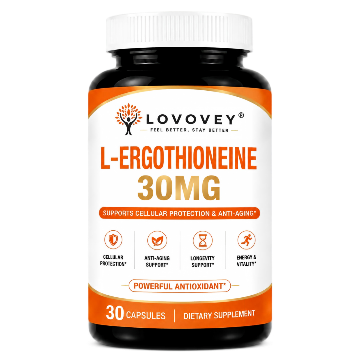 LOVOVEY Ergothioneine 30mg | Cellular Protection & Healthy Aging | 30 Capsules