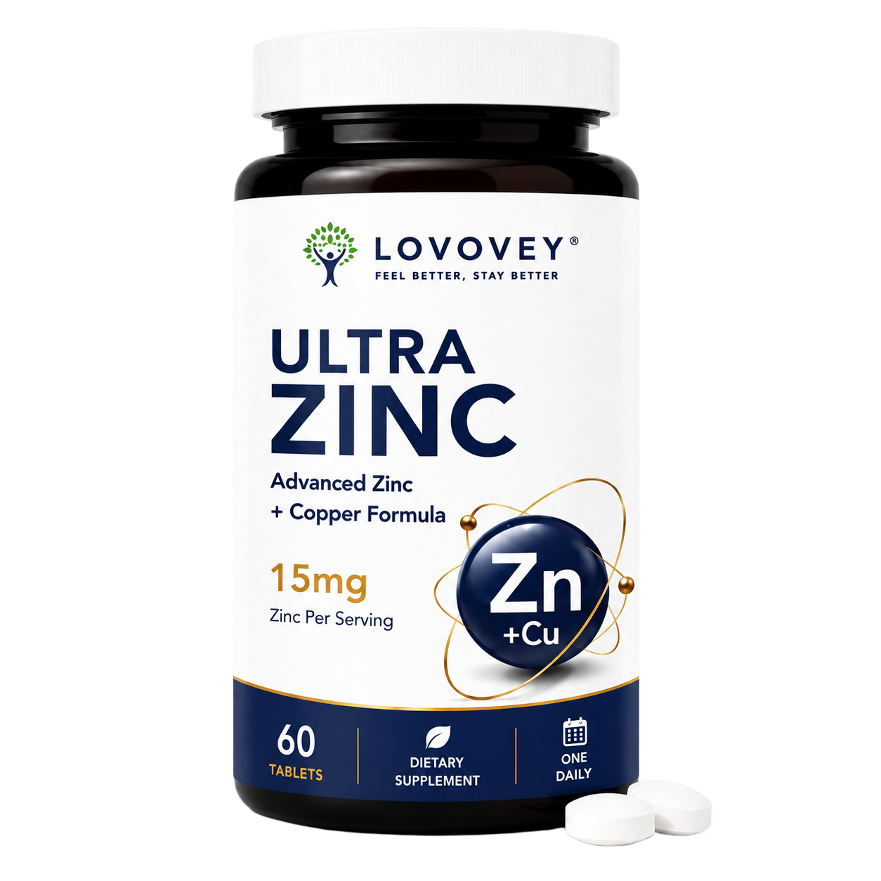 LOVOVEY Ultra Zinc + Copper | Immune & Skin Support | 60 Tablets