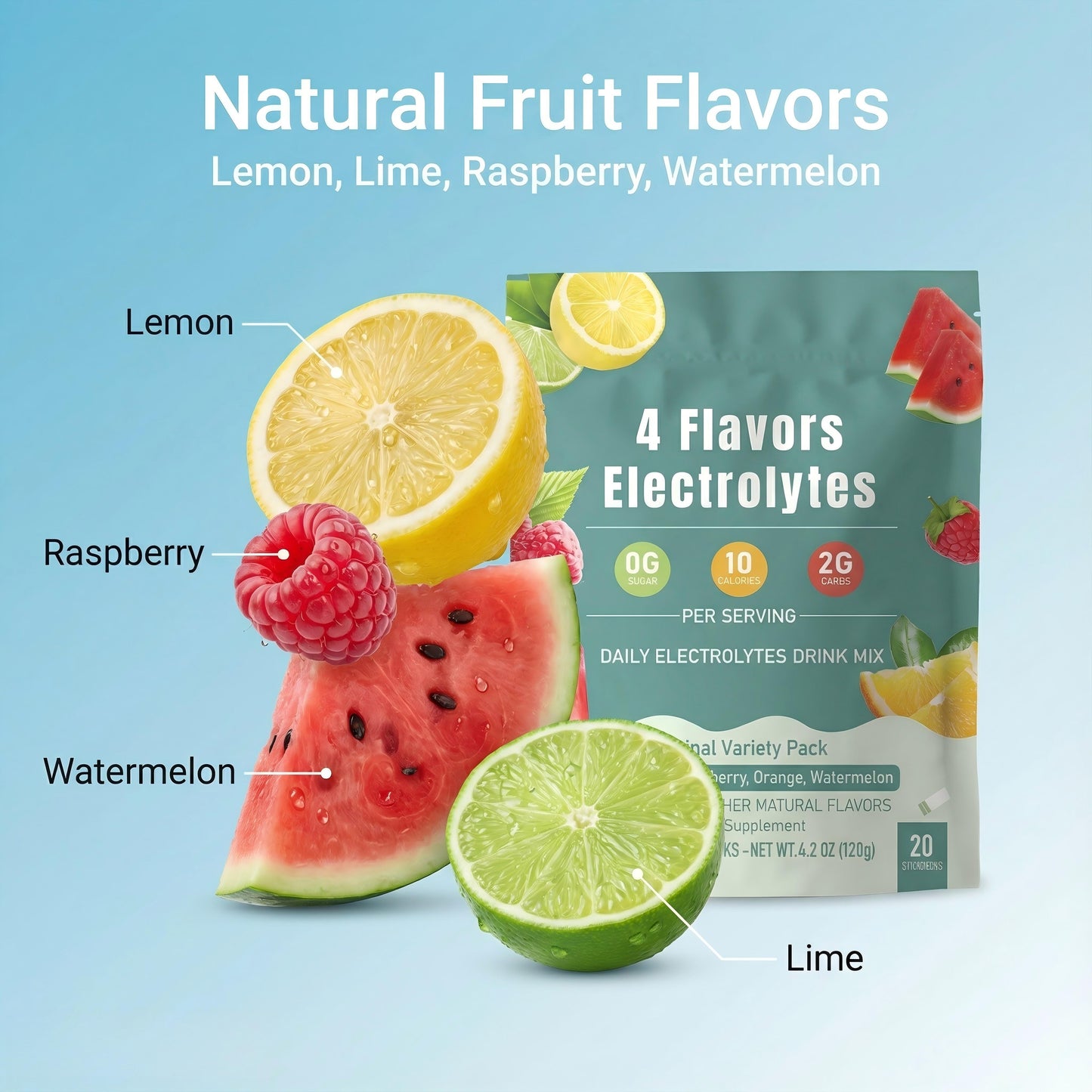 LOVOVEY Electrolyte Hydration Powder | 20 Stick Packs, 4 Flavors