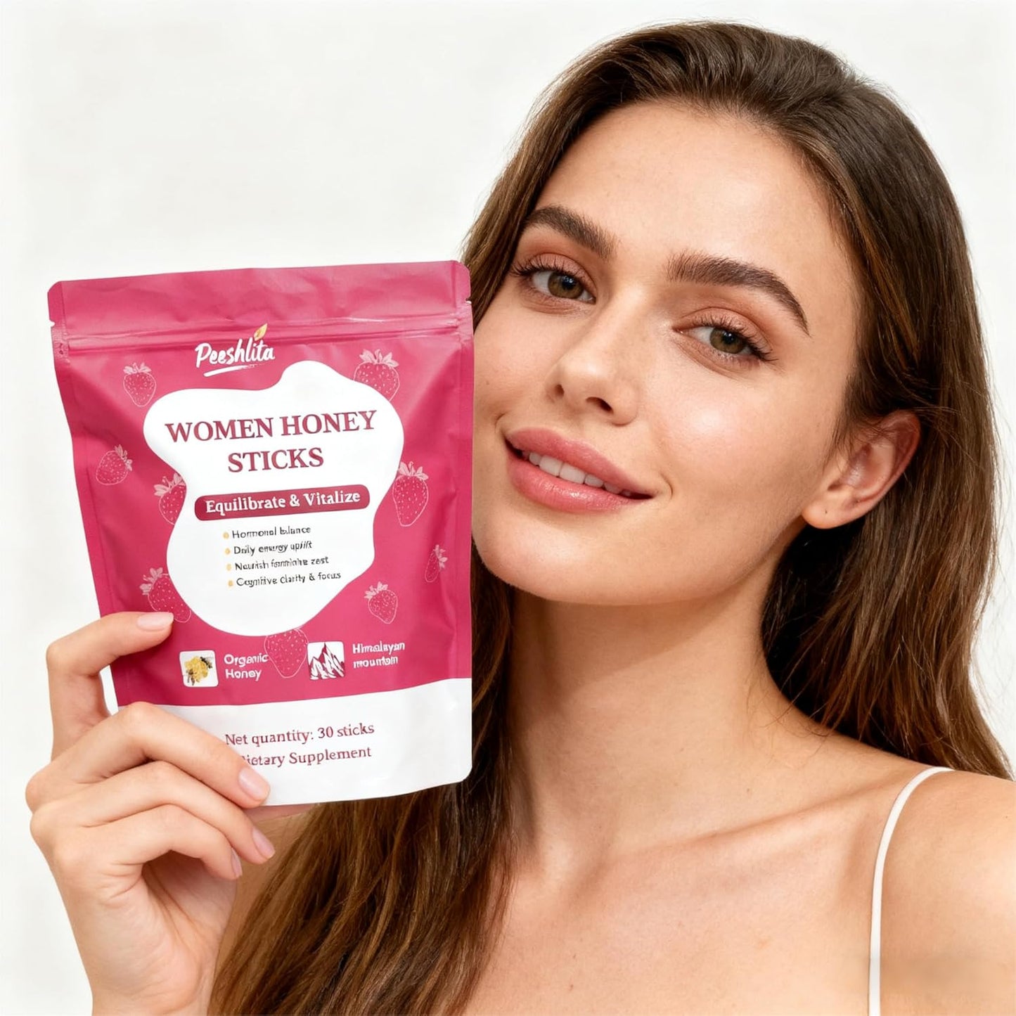 LOVOVEY Women’s Honey Sticks | 30 Pack, Daily Energy & Hormonal Balance Support, Strawberry Flavor