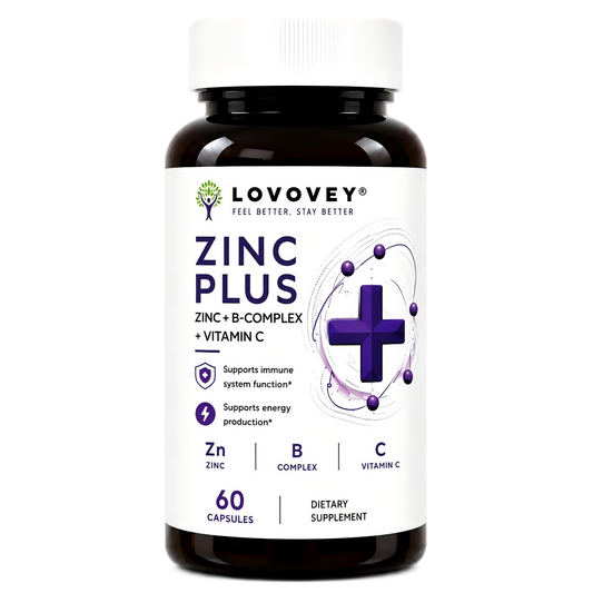 Zink Plus - Zinc, B-Complex & Vitamin C Immune Support - LOVOVEY 60 Tablets