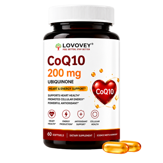 LOVOVEY CoQ10 200mg Ubiquinone | Heart & Energy Support | 60 Softgels