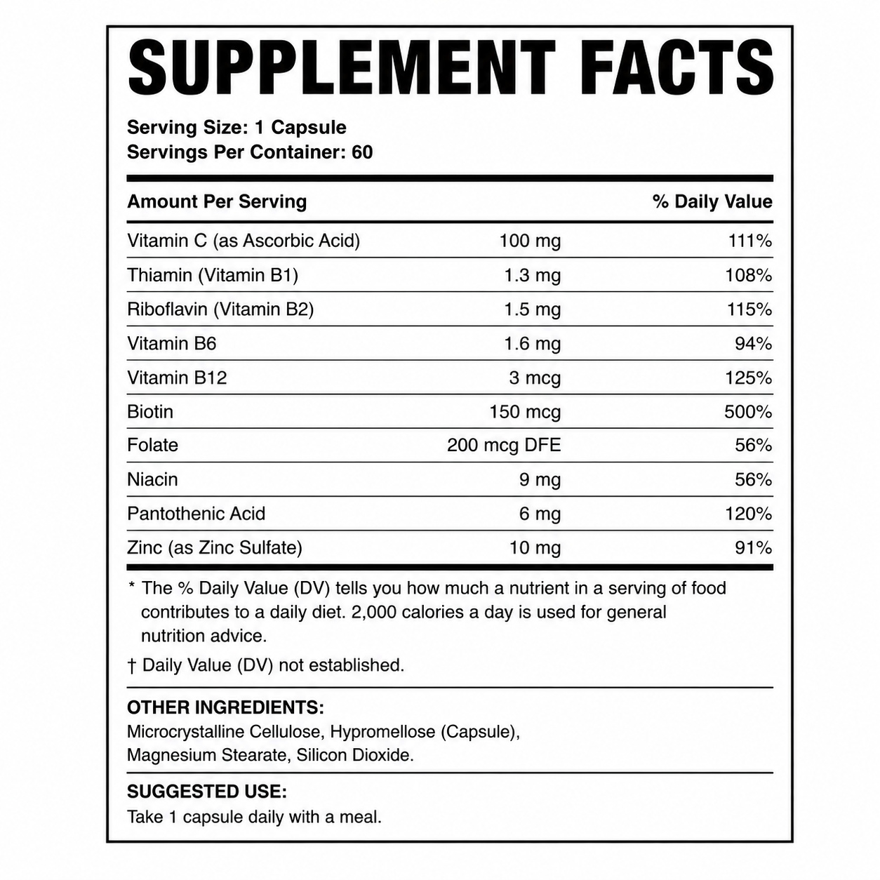 LOVOVEY Zink Plus | Zinc, B-Complex & Vitamin C | Immune Support | 60 Tablets