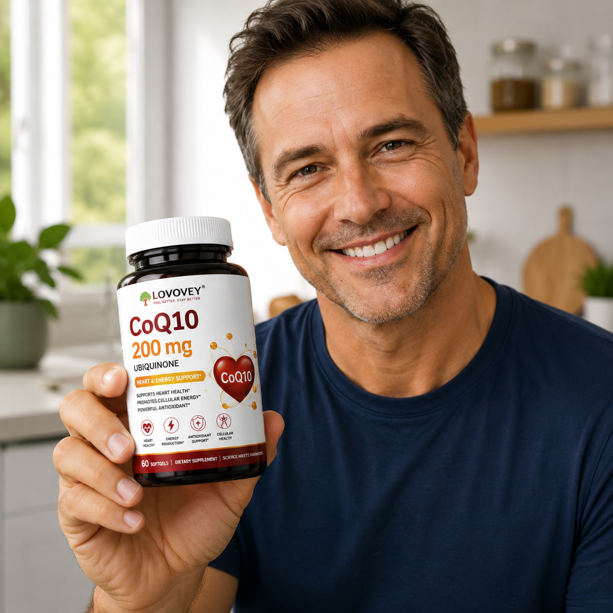 LOVOVEY CoQ10 200mg Ubiquinone | Heart & Energy Support | 60 Softgels