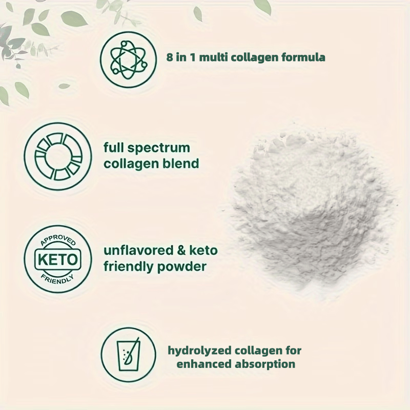 Multi Collagen Peptides Powder – Type I, II, V, X with Biotin, Vitamin C & Hyaluronic Acid for Skin, Hair & Nails – Unflavored, Easy-Dissolve, Grass-Fed, 0.5 lb (235g) Dietary Supplement