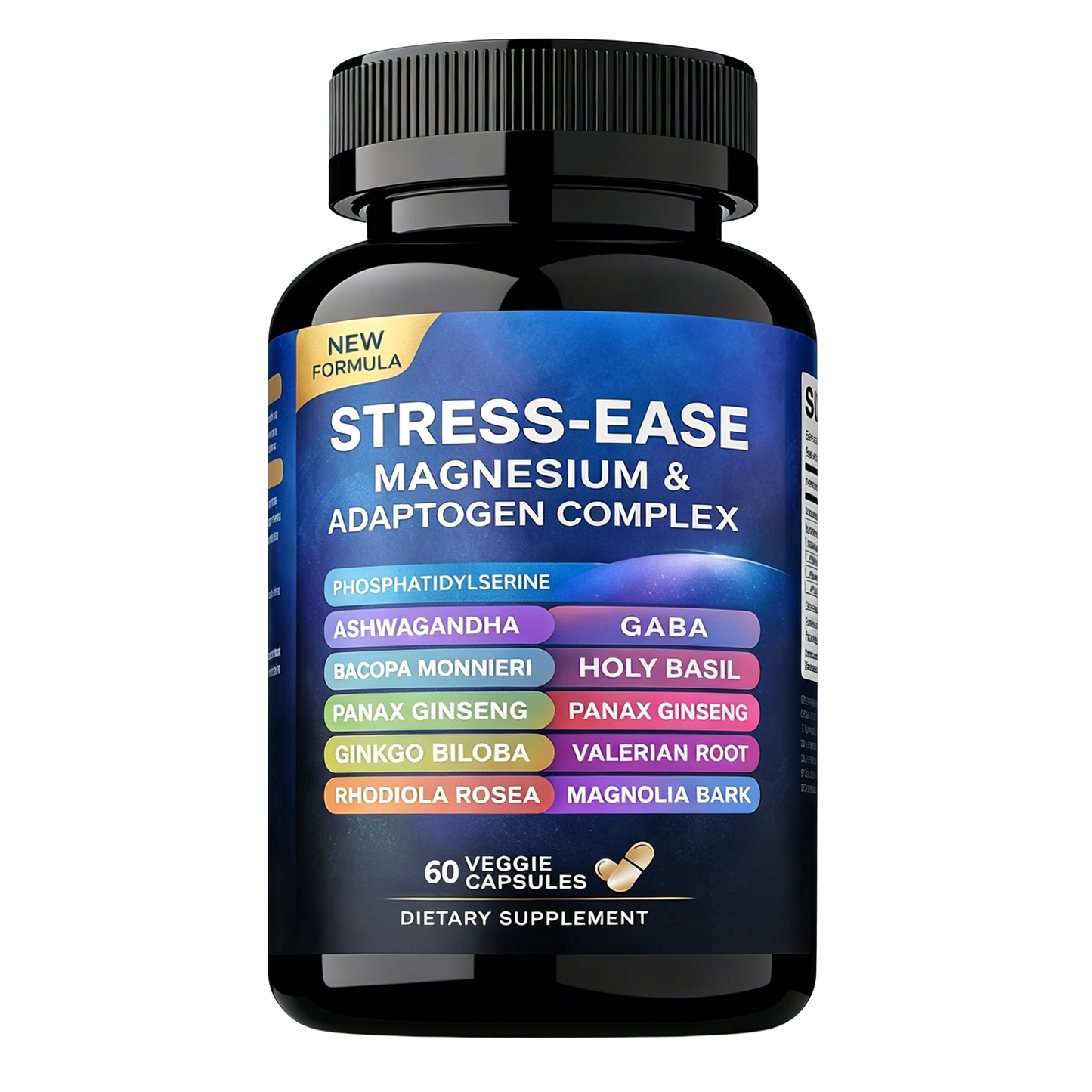 Stress-Ease Magnesium & Adaptogen Complex – Relaxation, Focus & Stress Support – 60 Veggie Capsules