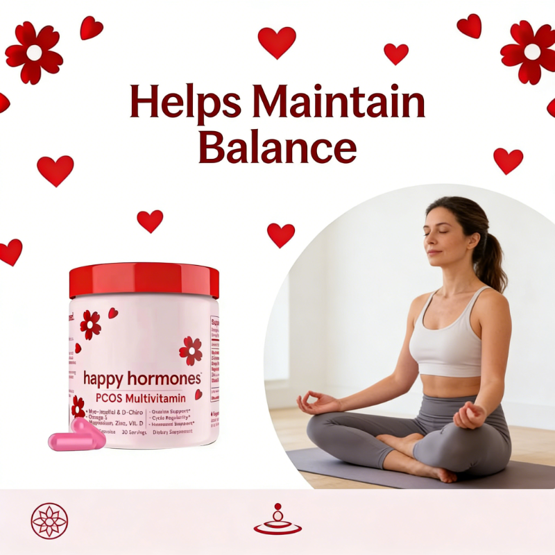 Happy Hormones PCOS Multivitamin – Hormonal Balance, Ovarian Support & Cycle Regularity | 30 Servings