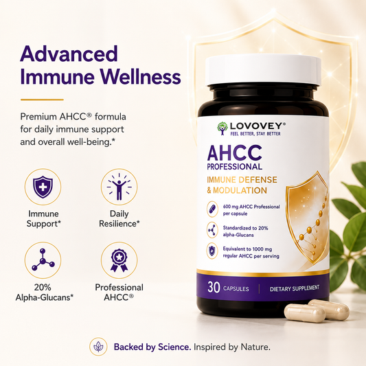 LOVOVEY AHCC Professional | Immune Defense & Wellness Support | 30 Capsules