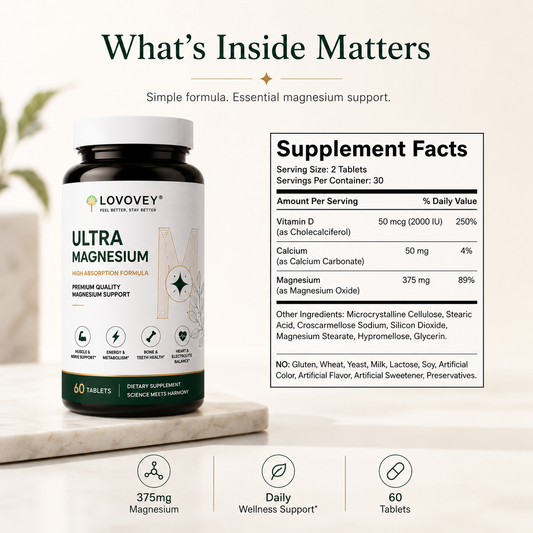 LOVOVEY Ultra Magnesium for Relaxation & Daily Wellness | 60 Tablets