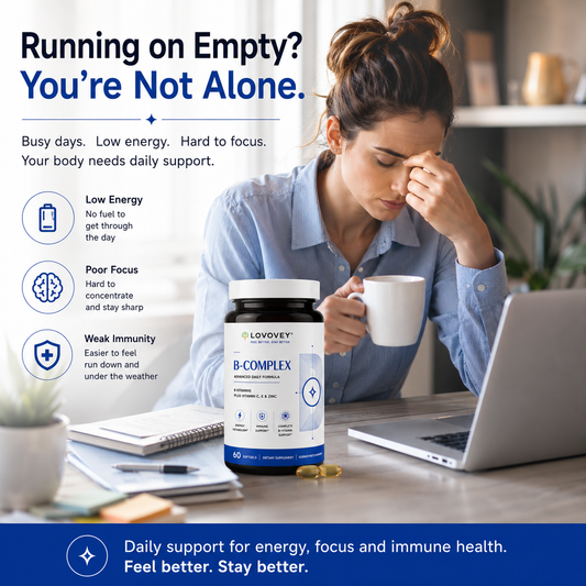 LOVOVEY B-Complex with Vitamin C, E & Zinc | 60 Softgels