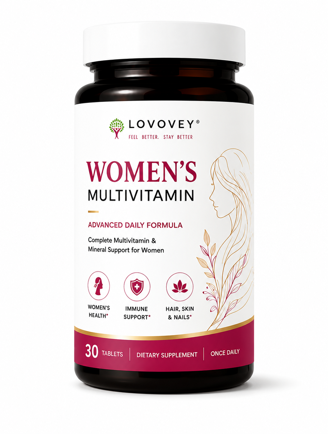 LOVOVEY Women's Multivitamin with Biotin & Zinc | 30 Tablets
