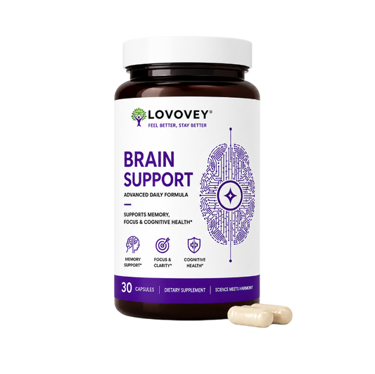 LOVOVEY Brain Support | Memory, Focus & Cognitive Wellness | 30 Capsules