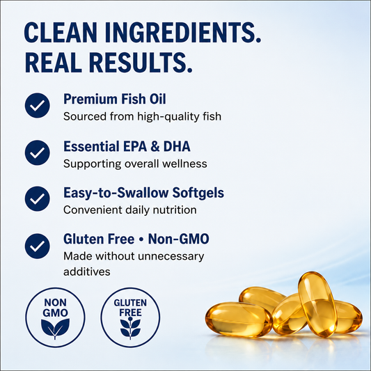 LOVOVEY Omega-3 Fish Oil EPA & DHA | Heart & Brain Support | 30 Softgels