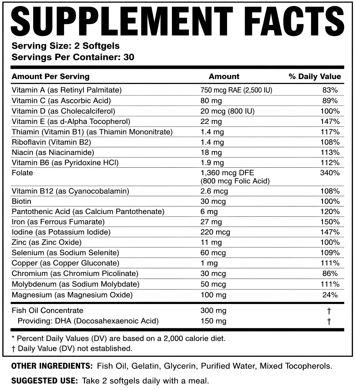 LOVOVEY PregMom Prenatal + DHA | Essential Nutrition for Mom & Baby | 60 Softgels