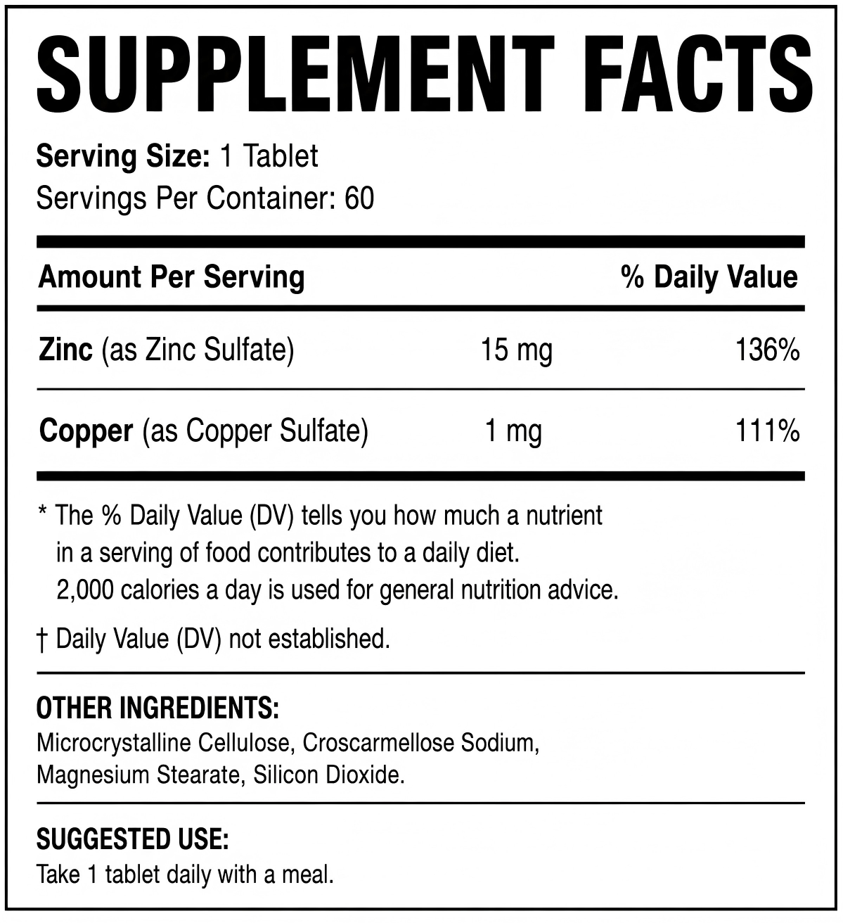 LOVOVEY Ultra Zinc + Copper | Immune & Skin Support | 60 Tablets