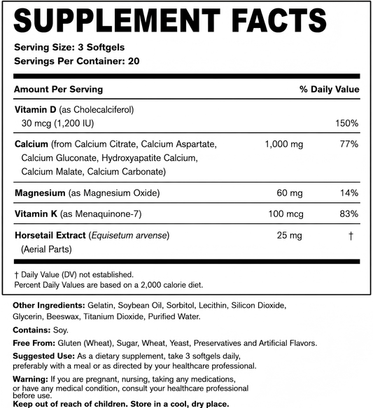 LOVOVEY LiquiCalcium 6 Plus | Advanced Bone Support | 60 Softgels