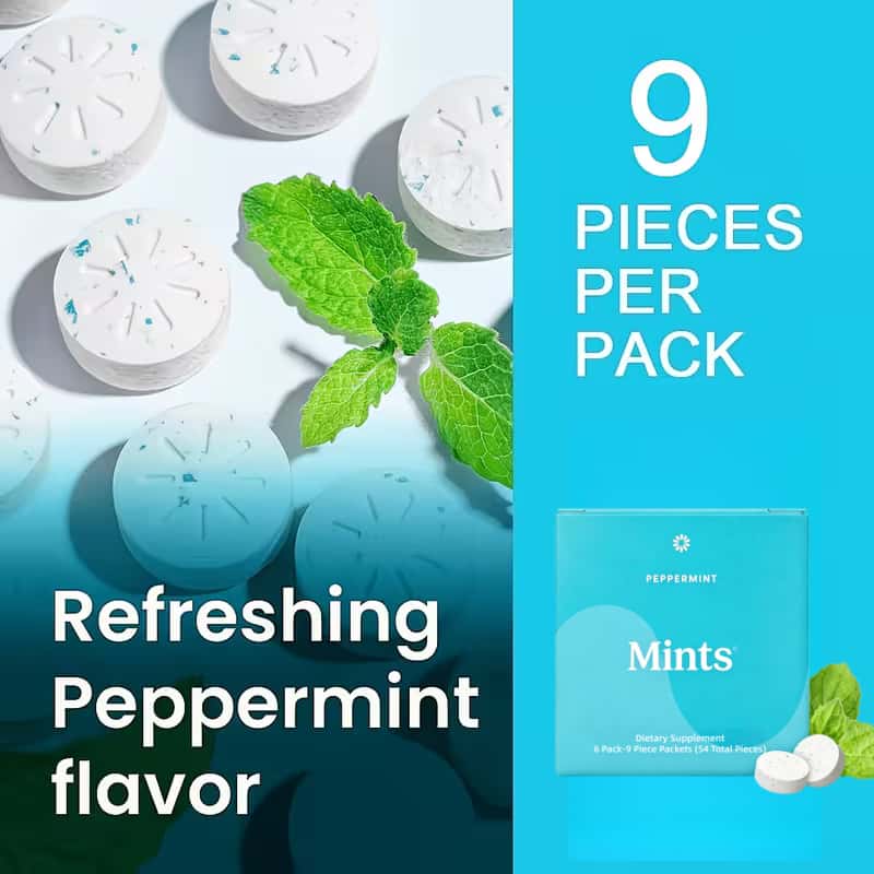 LOVOVEY Peppermint Mints | 54 Pieces, Fresh Breath Support, 6 Pack Portable Tablets