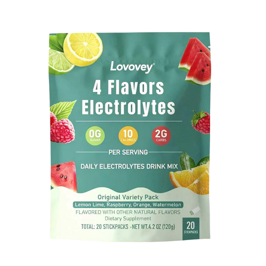 LOVOVEY Electrolyte Hydration Powder | 20 Stick Packs, 4 Flavors