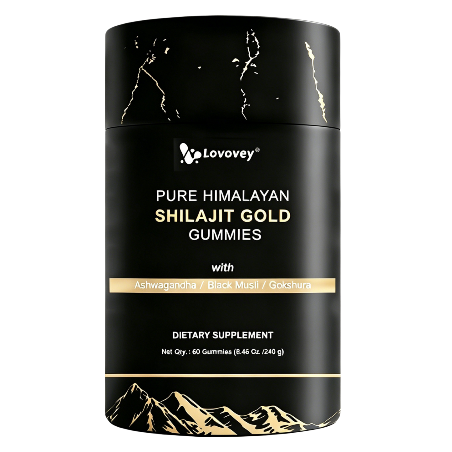 LOVOVEY Pure Himalayan Shilajit Gold Gummies | 60 Count, Premium Herbal Blend with Ashwagandha, Black Musli & Gokshura, Supports Energy, Vitality & Daily Wellness