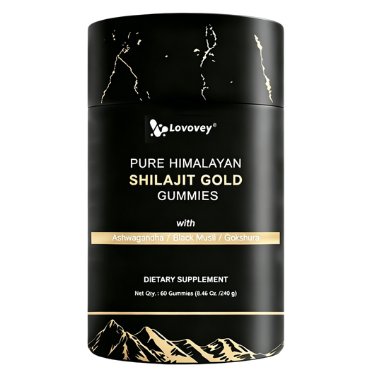 LOVOVEY Pure Himalayan Shilajit Gold Gummies | 60 Count, Premium Herbal Blend with Ashwagandha, Black Musli & Gokshura, Supports Energy, Vitality & Daily Wellness